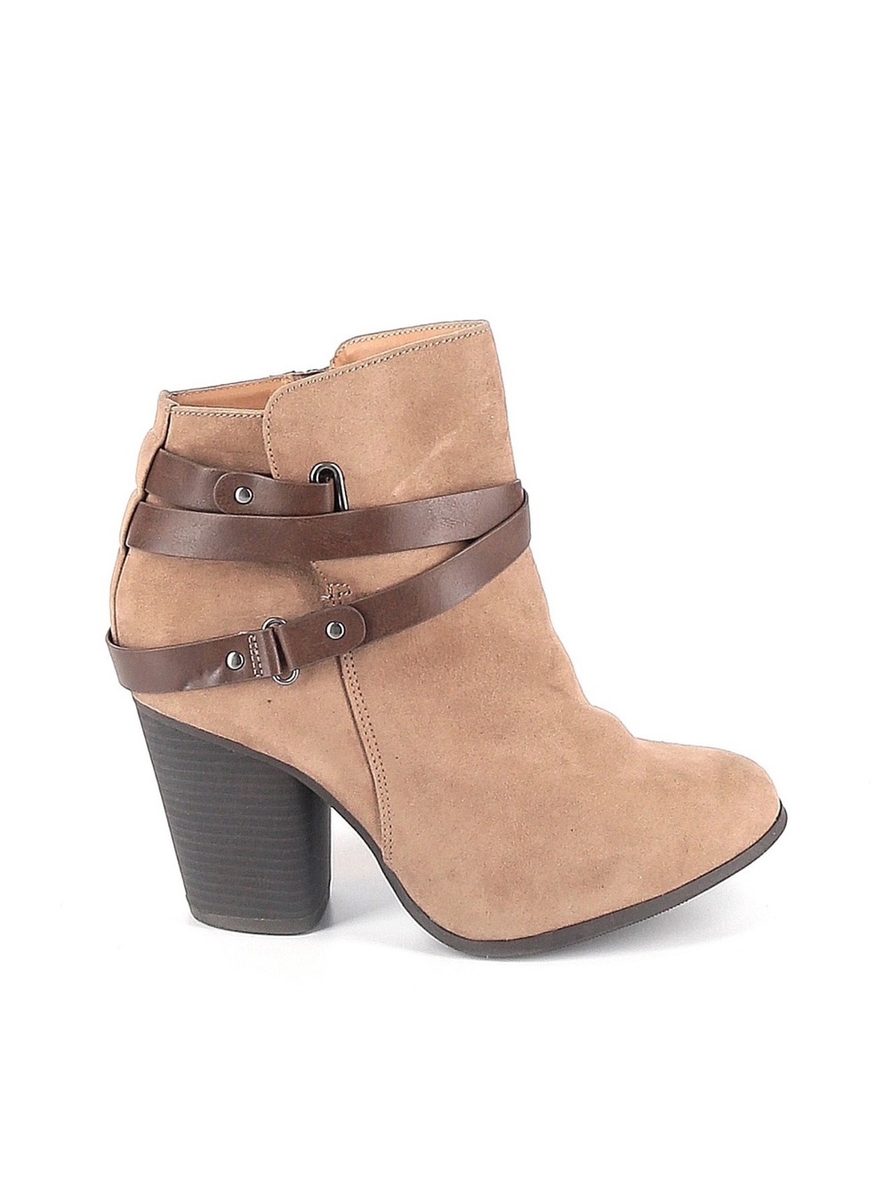torrid Tan Suede Ankle Boot with Brown Wrap Straps